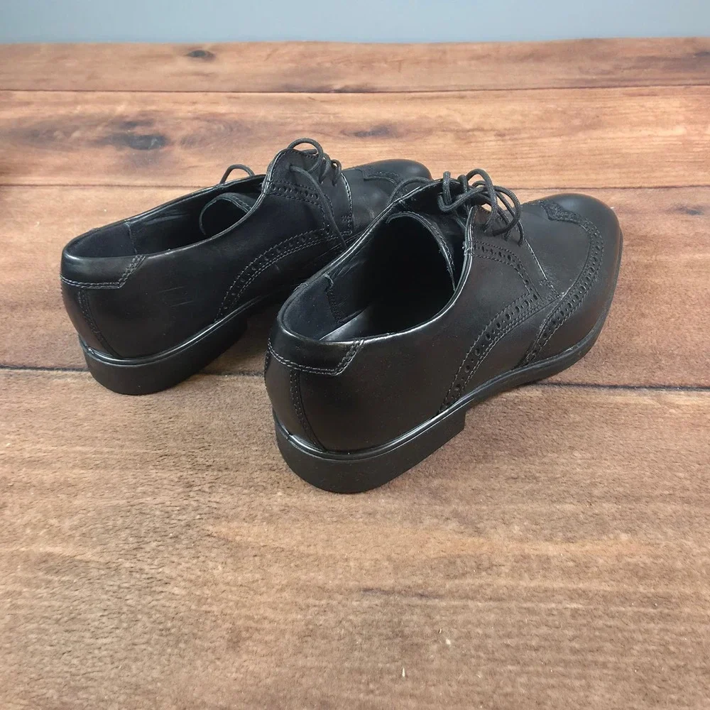 ECCO Wingtip Oxford Mens 43 Black Good Leather Brogue Lace Up Dress Shoes